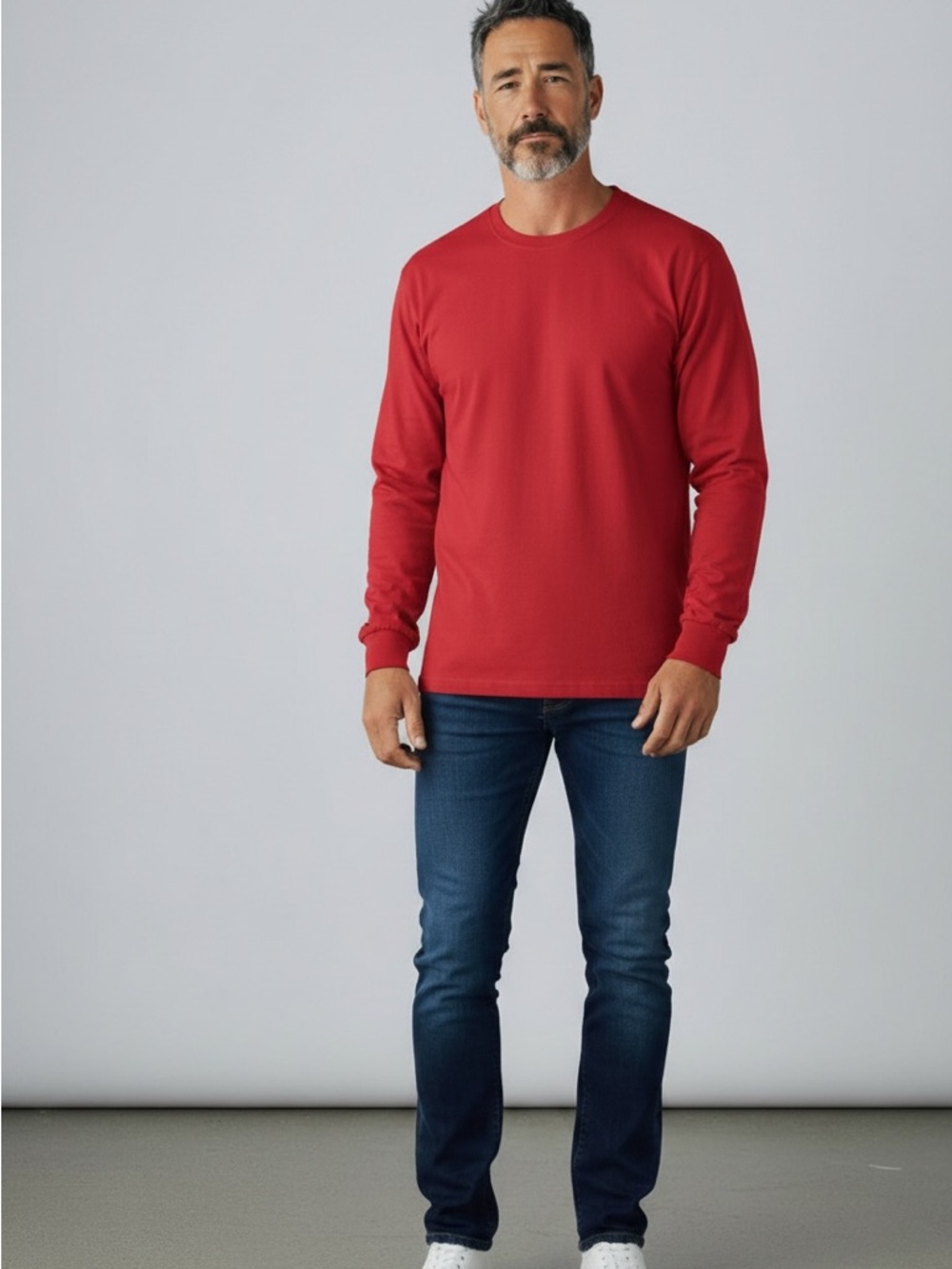 Gildan Men's Ultra Cotton Red long sleeve T-shirt size large